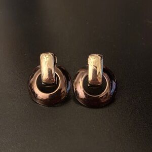 Elegant Gold and Brown Hoop Earrings